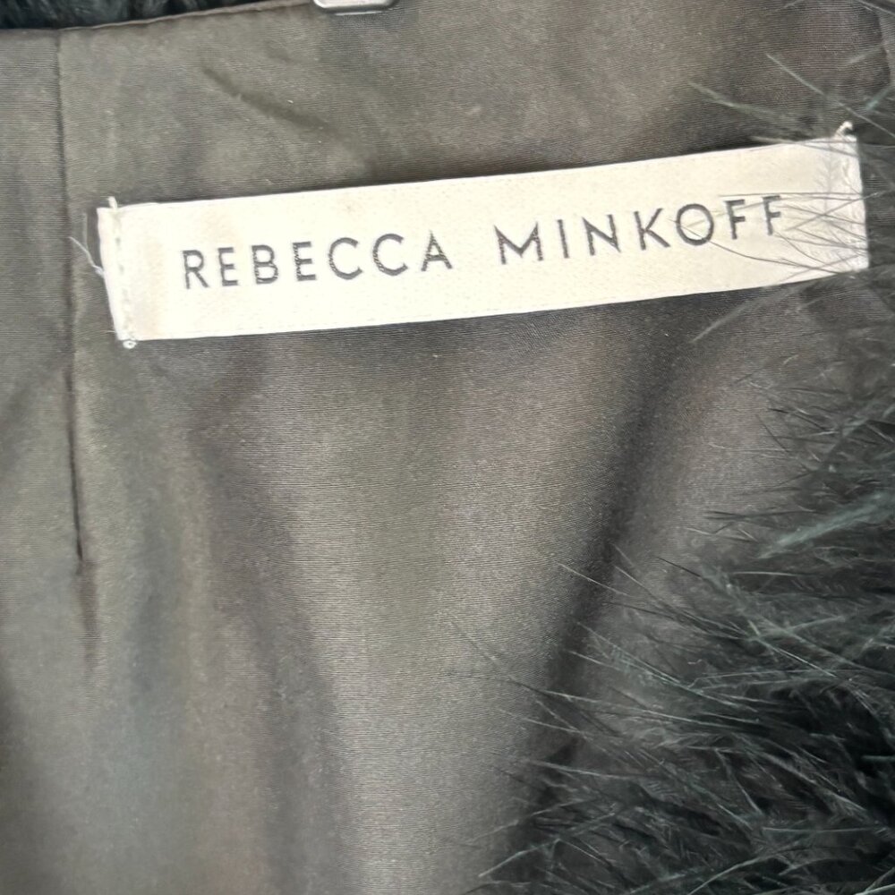 Rebecca Minkoff Black Feather Cropped Jacket Size L Statement Coat Downtown Girl - Picture 5 of 9